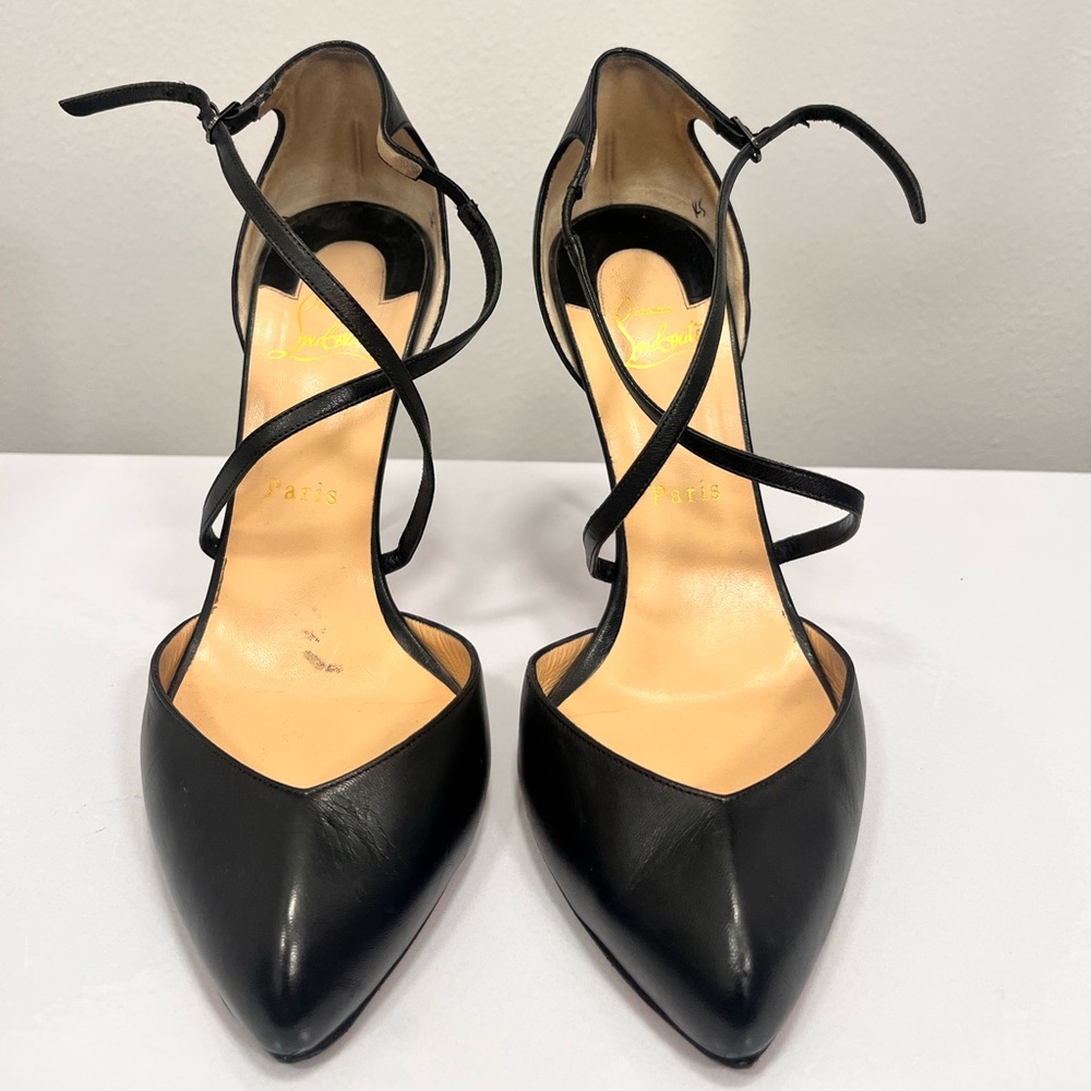 Christian Louboutin Nib cross ankle strap pointed toe stiletto pumps